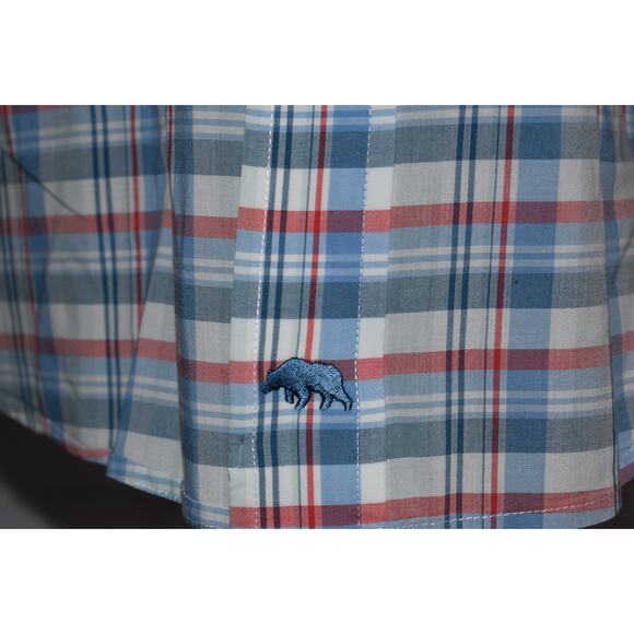 Onward Reserve Spring Dress Shirt Mens Size Large Blue Plaid Short Sleeve - Picture 3 of 7